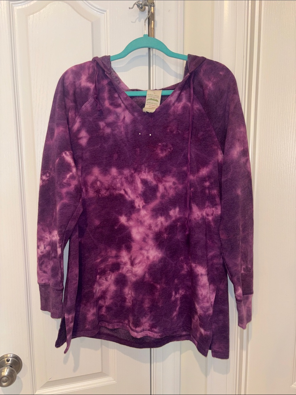 Earth Yoga Purple Tie-Dye Hooded Pullover Organic Cotton